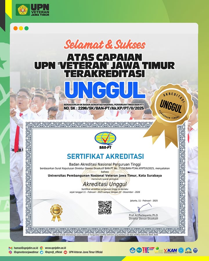 UPN Veteran Jawa Timur Resmi Terakreditasi “UNGGUL”